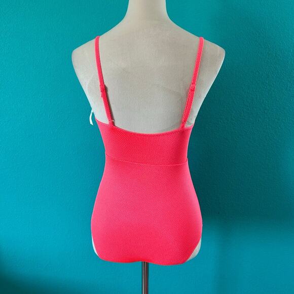 NWT Aerie Shine Pique Twist Scoop One Piece Swimsuit Pink Sprinkle Swim Size XS - Picture 5 of 7